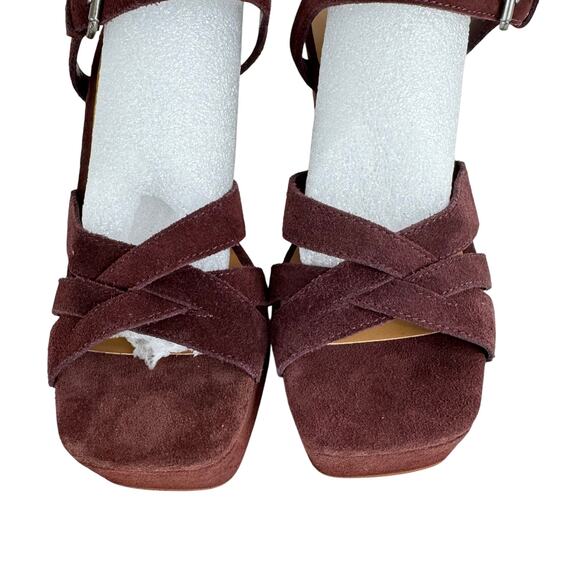 SPLENDID PIPER SUEDE PLATFORM BLOCK HEEL SANDAL IN RAISIN NWOB SIZE 6.5M - Picture 2 of 14